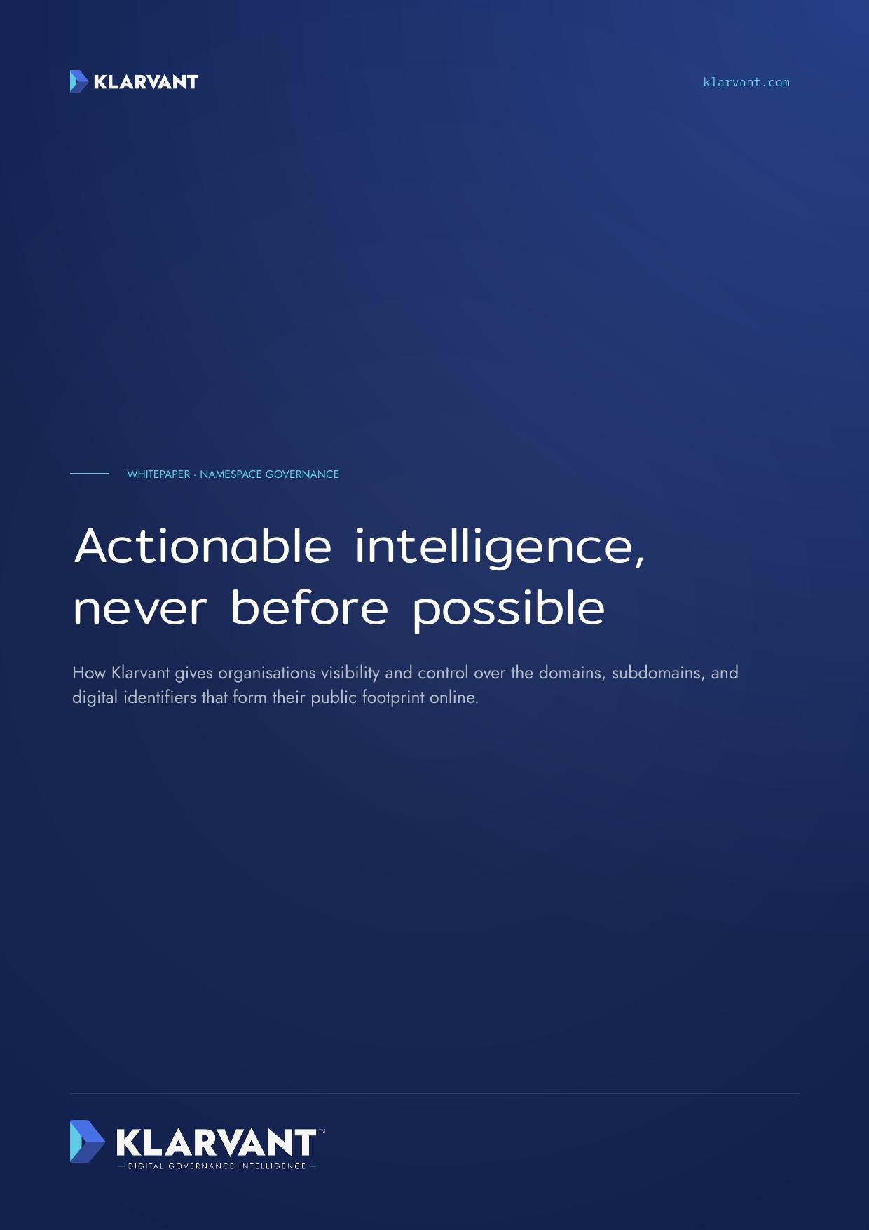 Cover of Actionable intelligence, never before possible